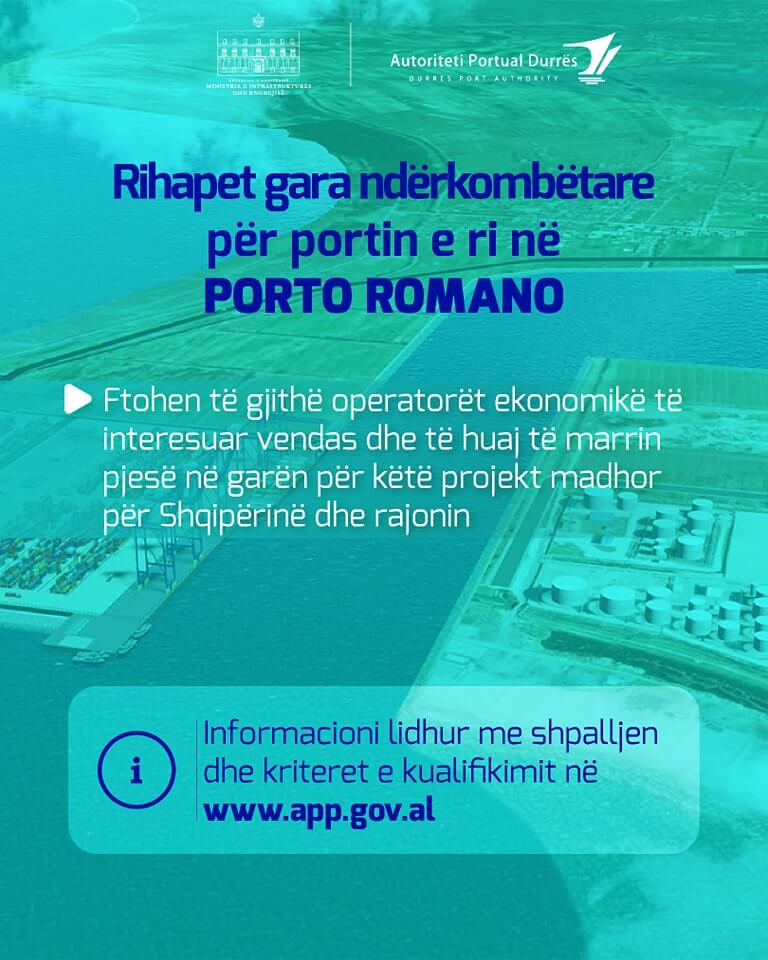 Rihapet gara ndërkombëtare për ndërtimin e portit të ri të në Porto Romano