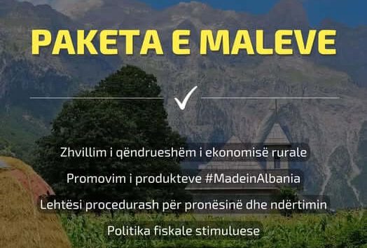Nje poster per paketen e maleve nga Ministria e Bujqësisë dhe Zhvillimit