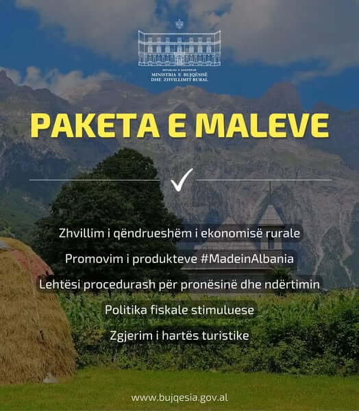Nje poster per paketen e maleve nga Ministria e Bujqësisë dhe Zhvillimit